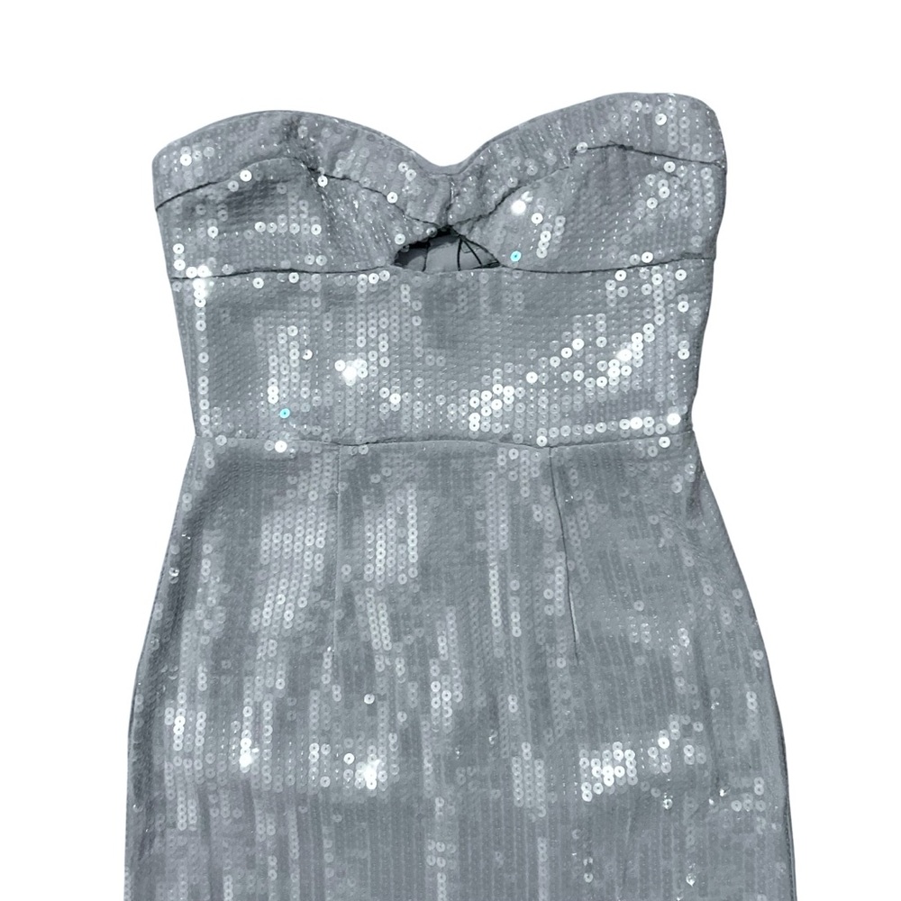 BARDOT NWT Cerise Sequin Strapless Midi Dress *Dove Grey 2 - Picture 8 of 16